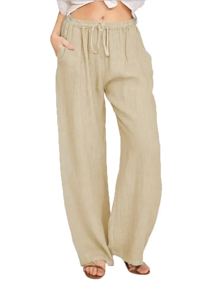 Trendy Loose-Fit Casual Cotton-Linen Pants for Women