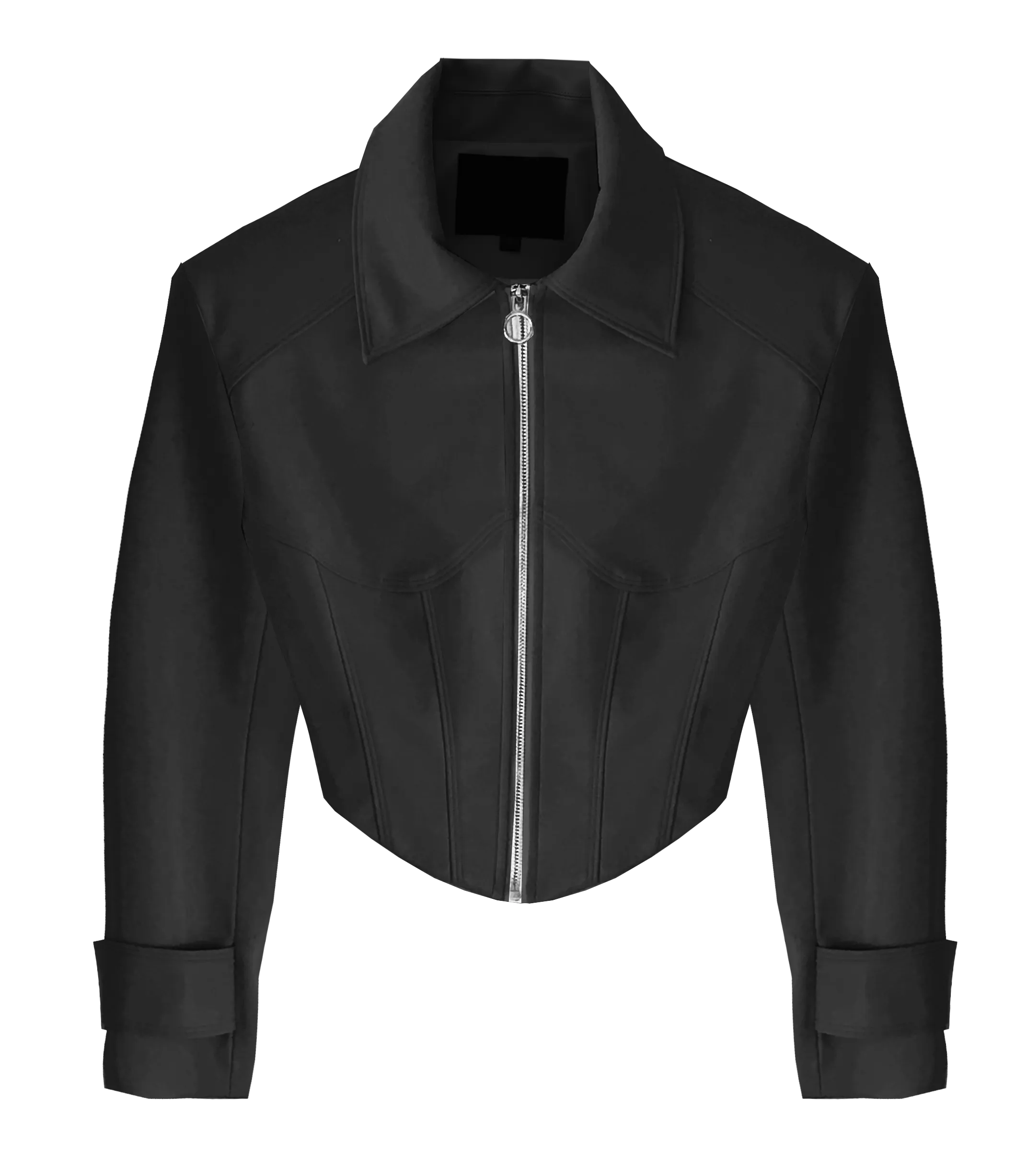 VEGAN LEATHER CROPPED CORSET JACKET