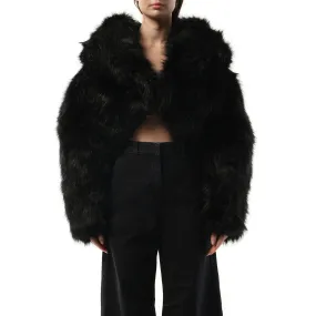 Vicinity Fur Cropped Jacket in Black