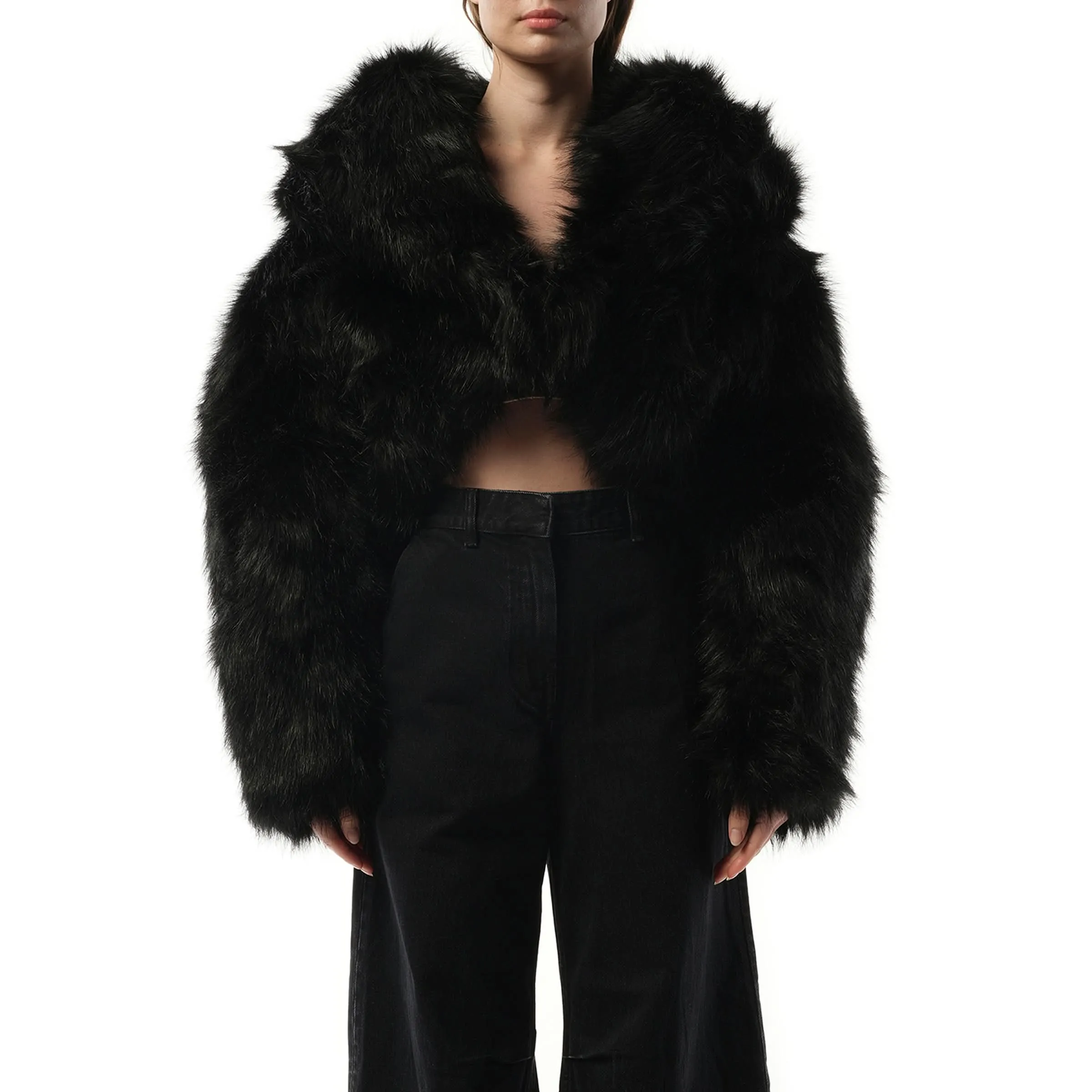 Vicinity Fur Cropped Jacket in Black