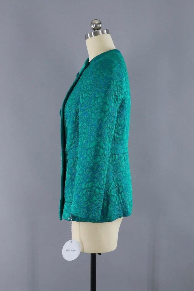 Vintage Blue Green Damask Jacket