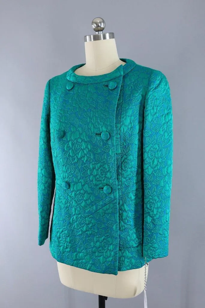 Vintage Blue Green Damask Jacket