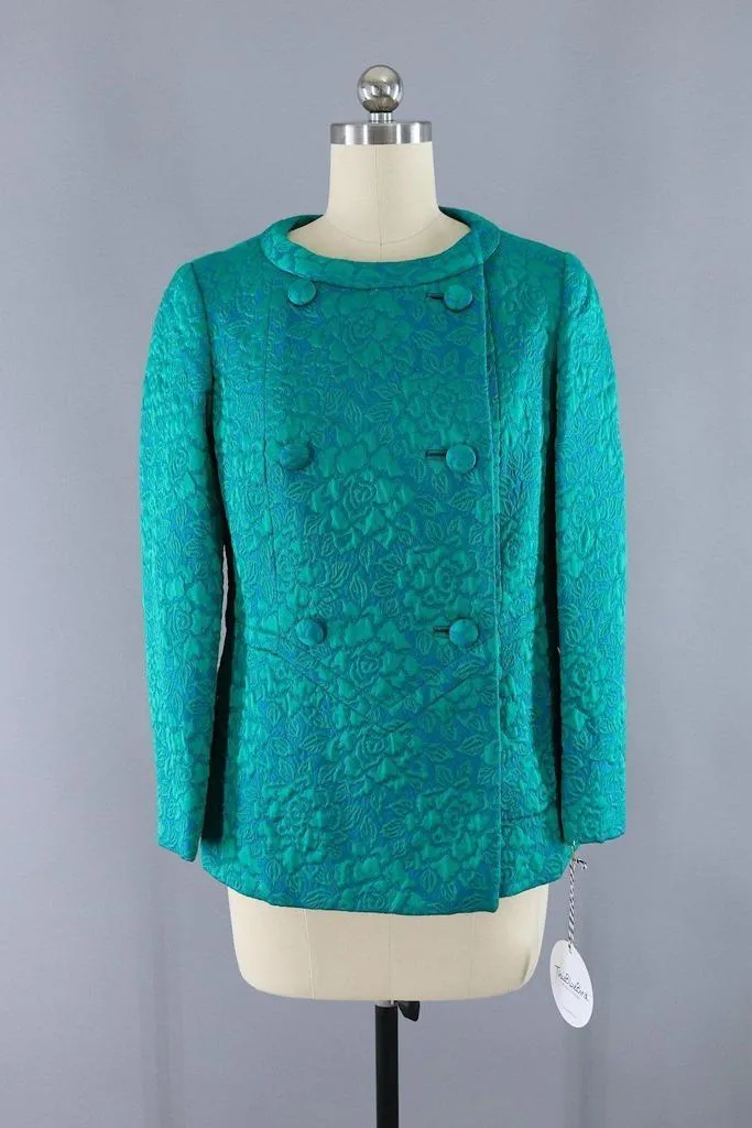 Vintage Blue Green Damask Jacket