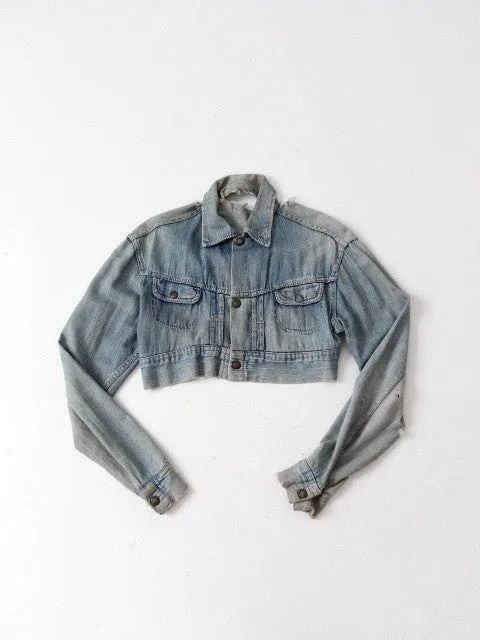 vintage distressed denim crop jacket