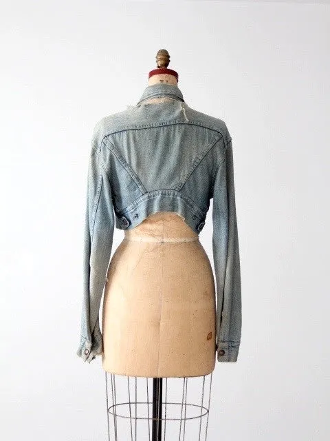 vintage distressed denim crop jacket