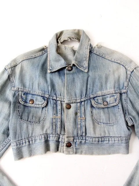 vintage distressed denim crop jacket