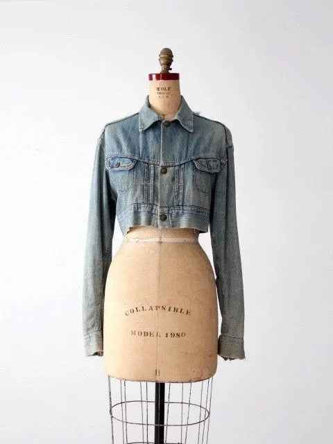 vintage distressed denim crop jacket