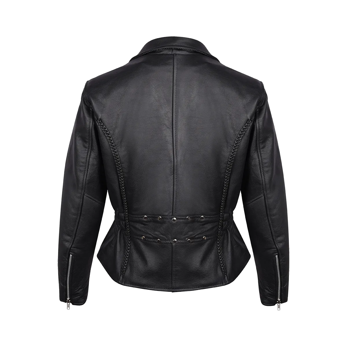 VL615S Vance Leather Ladies Standard Leather Braid and Stud Motorcycle Leather Jacket