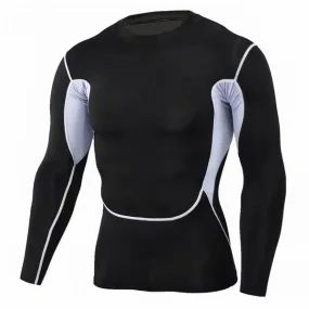 White Accent 3D Printed Compression Long Sleeve Shirt