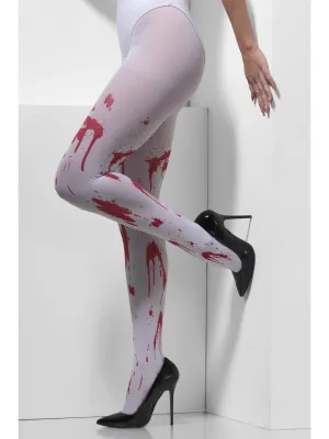 White Opaque Tights With Blood Splatter