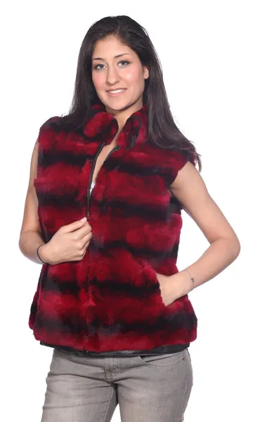 Wilda Leather Lexington Red Rex Rabbit Fur Vest