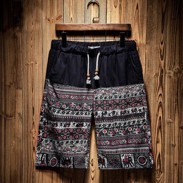 WLS Natsu Short Pants Black/Red Ethnic