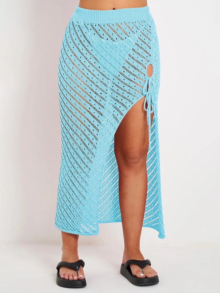 Women Knit Hollow Out Crochet Cover Up Tank Top Long Skirt Beach Cover Ups