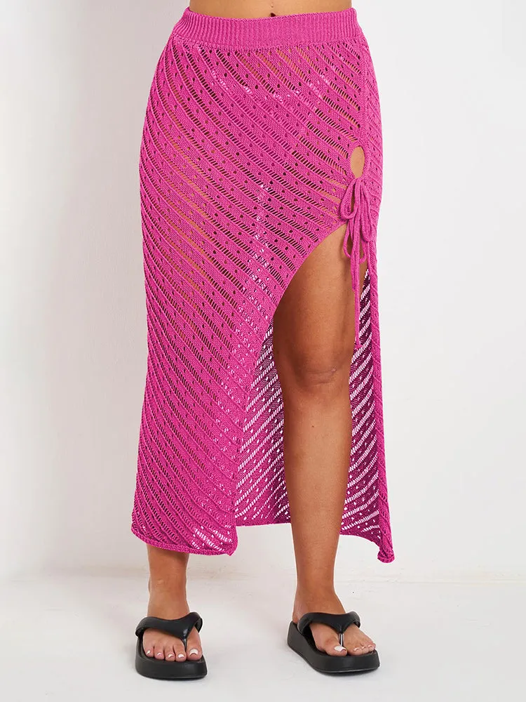 Women Knit Hollow Out Crochet Cover Up Tank Top Long Skirt Beach Cover Ups