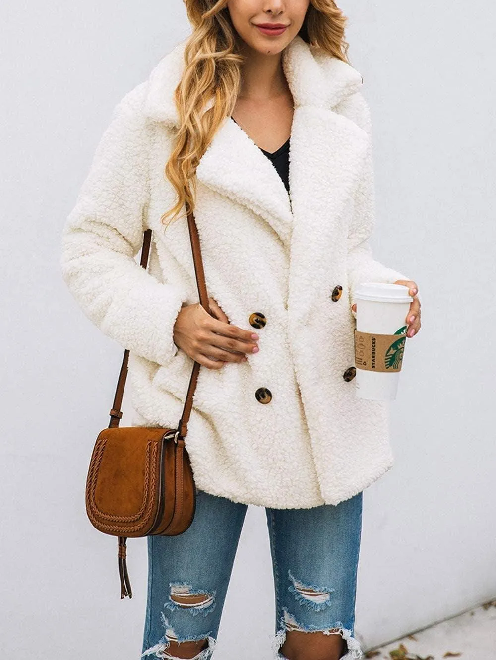 Women'S Fashion Winter Coat Sherpa Fleece Faux Fur Shearling Oversized Trendy Jackets Warm Outerwear