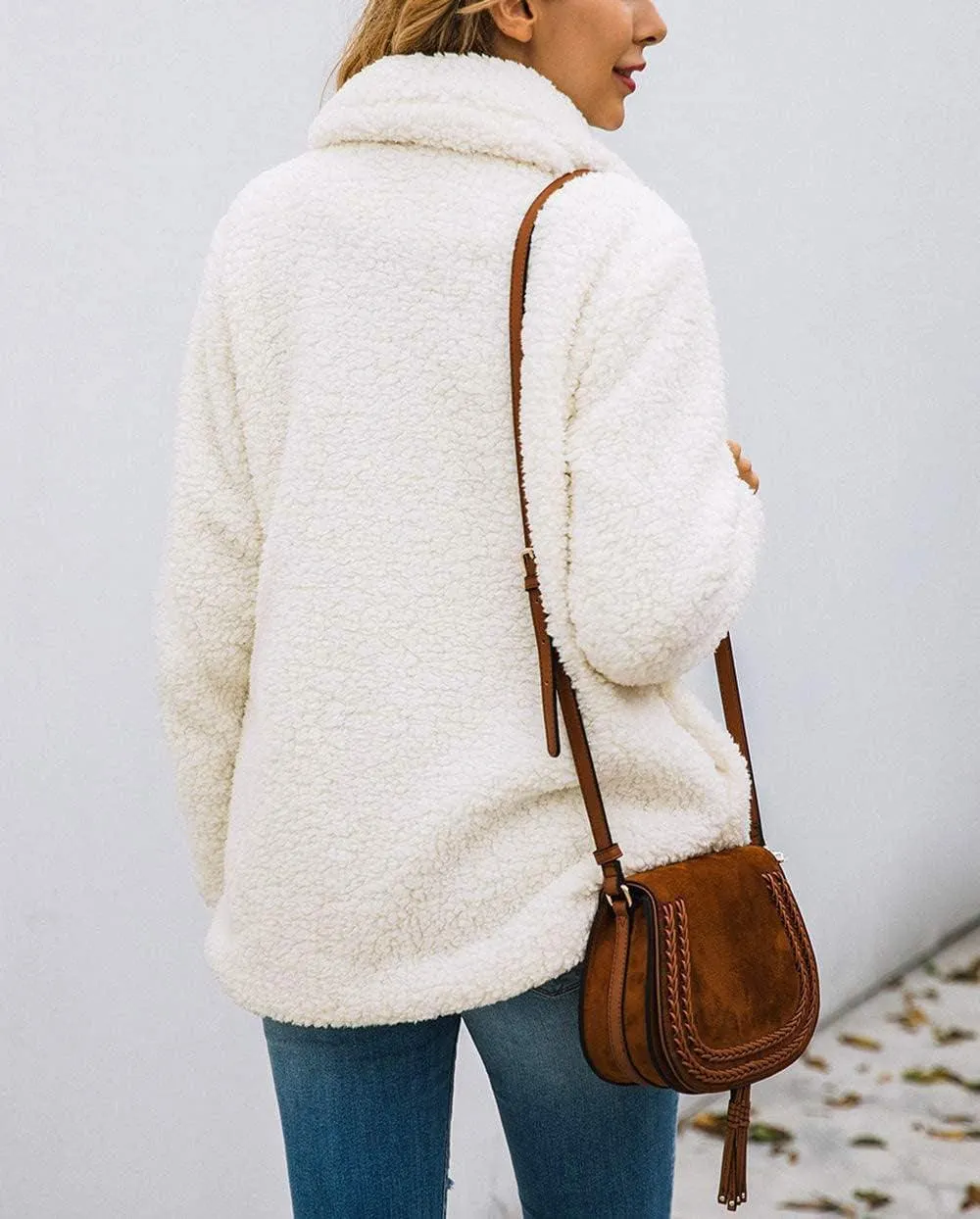 Women'S Fashion Winter Coat Sherpa Fleece Faux Fur Shearling Oversized Trendy Jackets Warm Outerwear