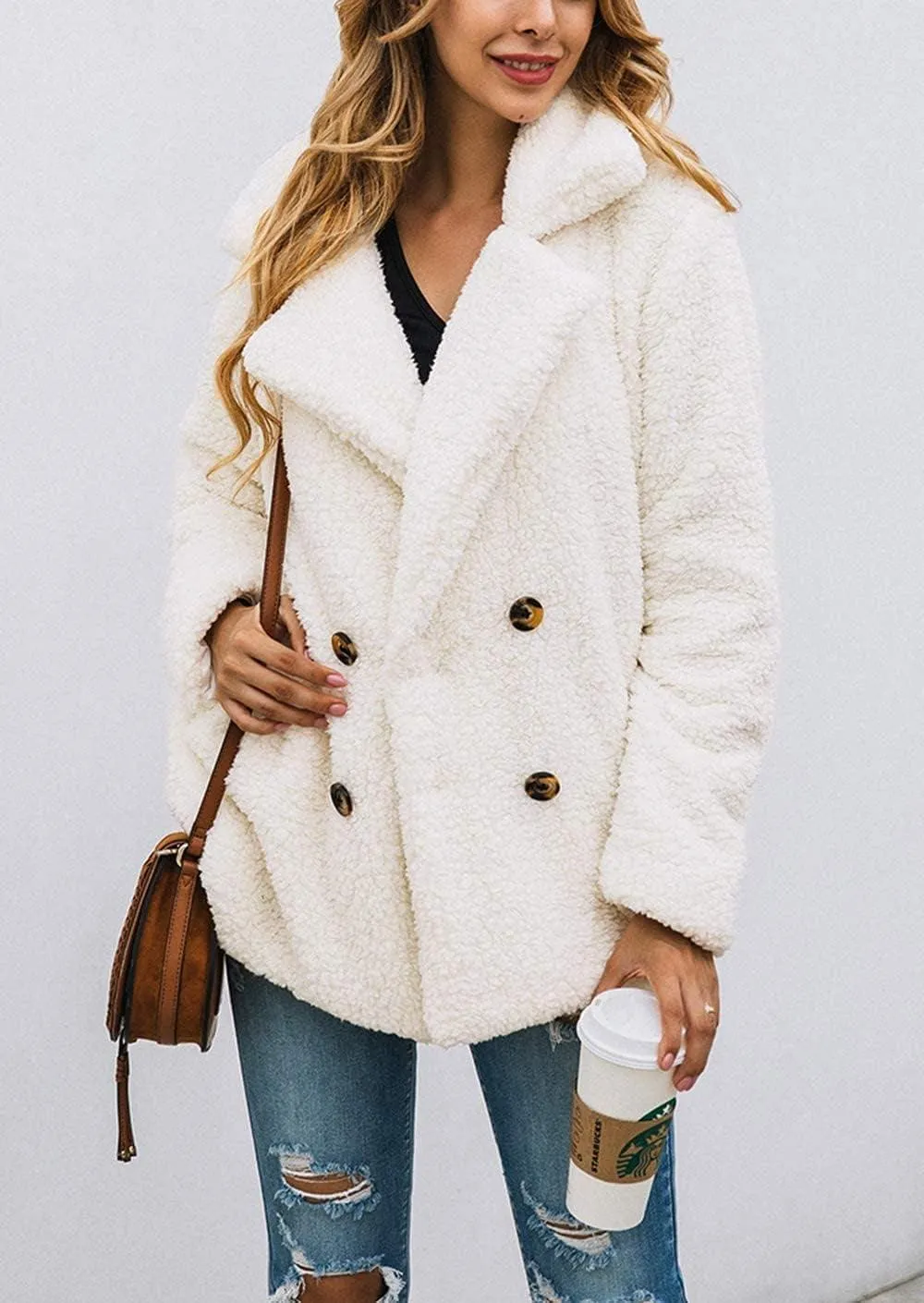 Women'S Fashion Winter Coat Sherpa Fleece Faux Fur Shearling Oversized Trendy Jackets Warm Outerwear