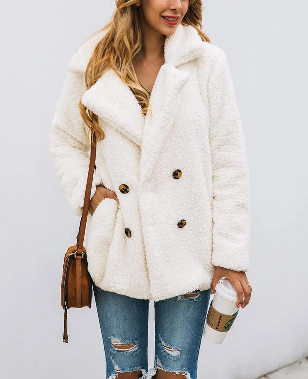 Women'S Fashion Winter Coat Sherpa Fleece Faux Fur Shearling Oversized Trendy Jackets Warm Outerwear