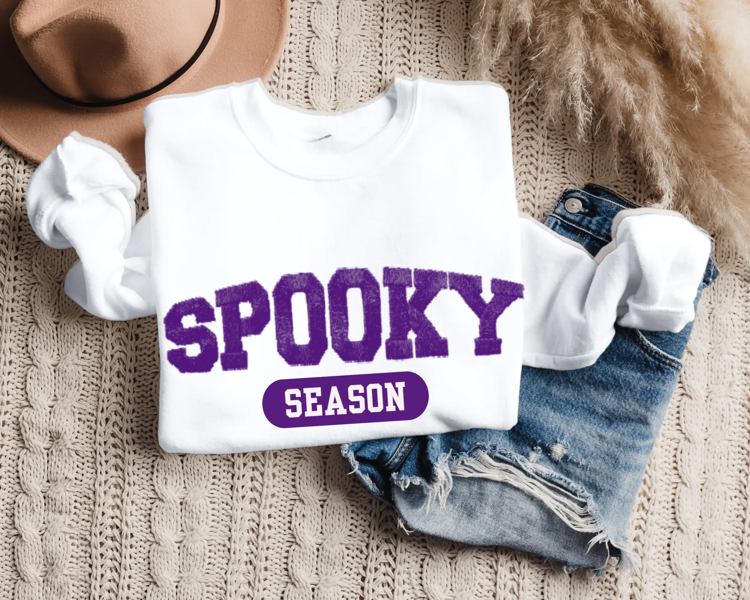 Women's Halloween or Fall Spooky Season Sweatshirt Varsity Letters Shirt