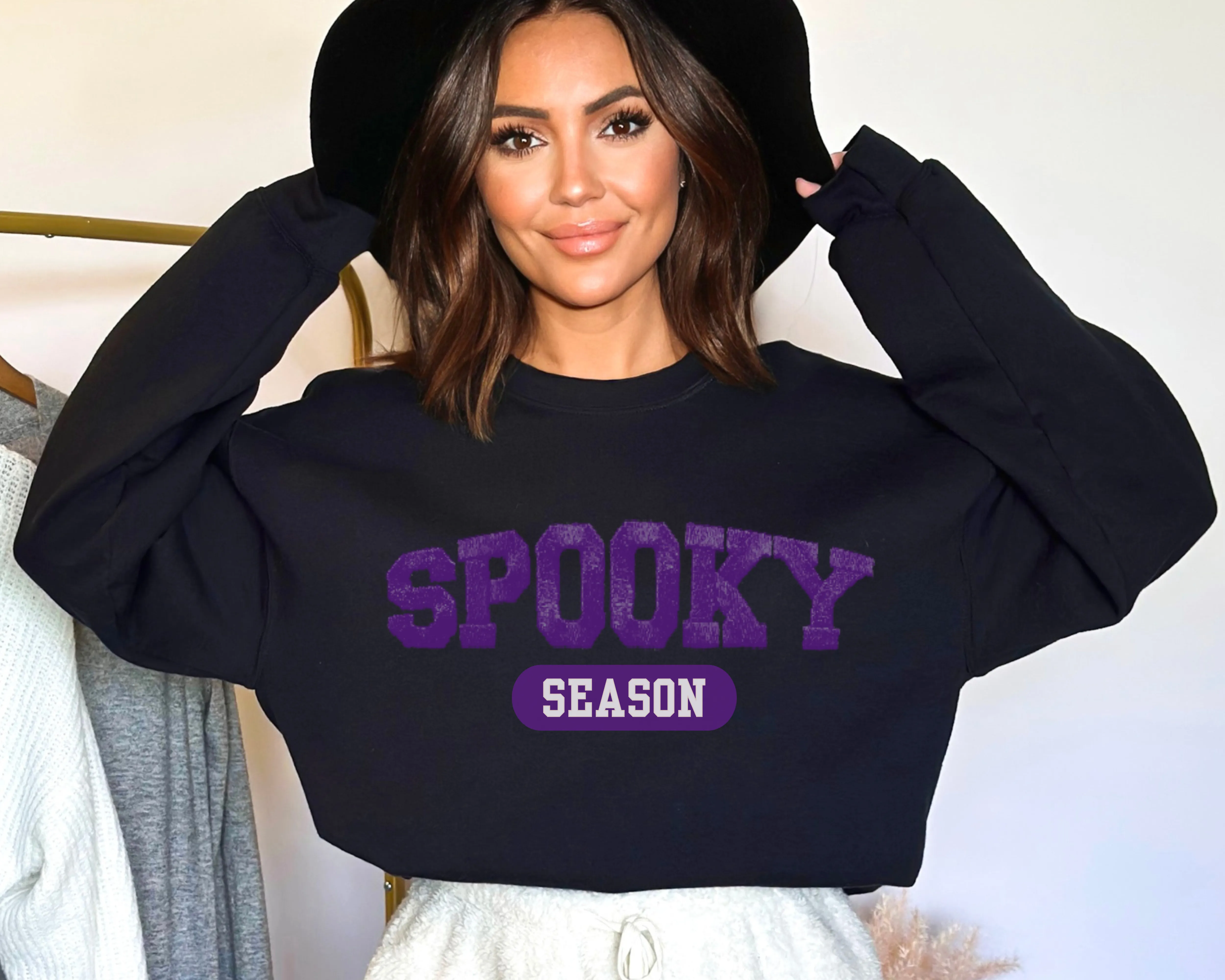 Women's Halloween or Fall Spooky Season Sweatshirt Varsity Letters Shirt