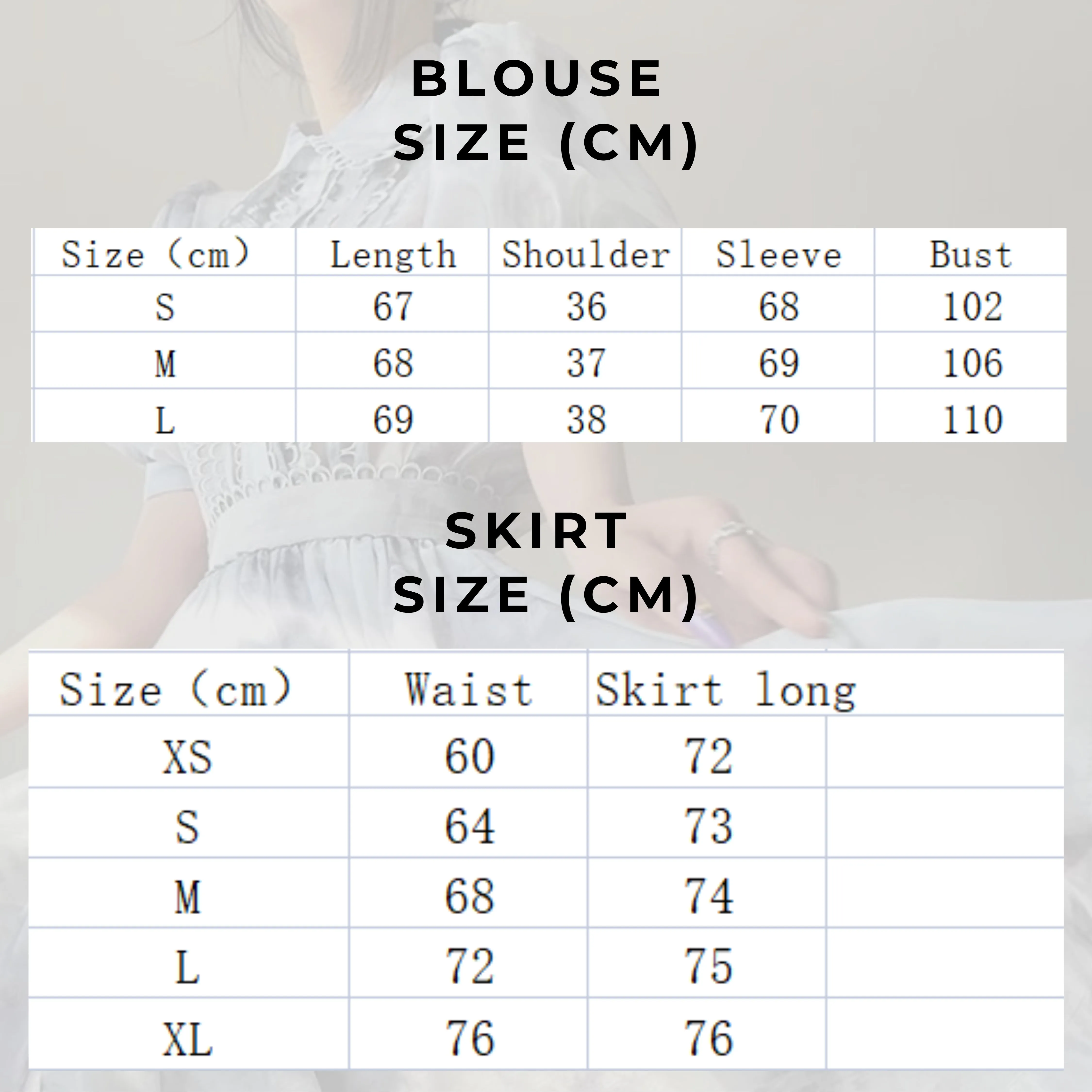 Women's Lace Bubble Sleeve Blouse and Skirt Outfit Set