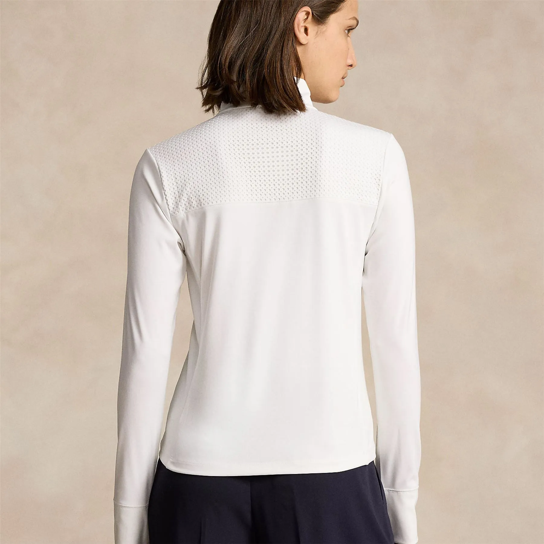 Womens Performance Quarter Zip Pullover Ceramic White/Refined Navy - SS24