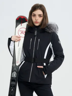 Women's SnowCharm Insulated Slim Down Ski Jacket with Detachable Fur