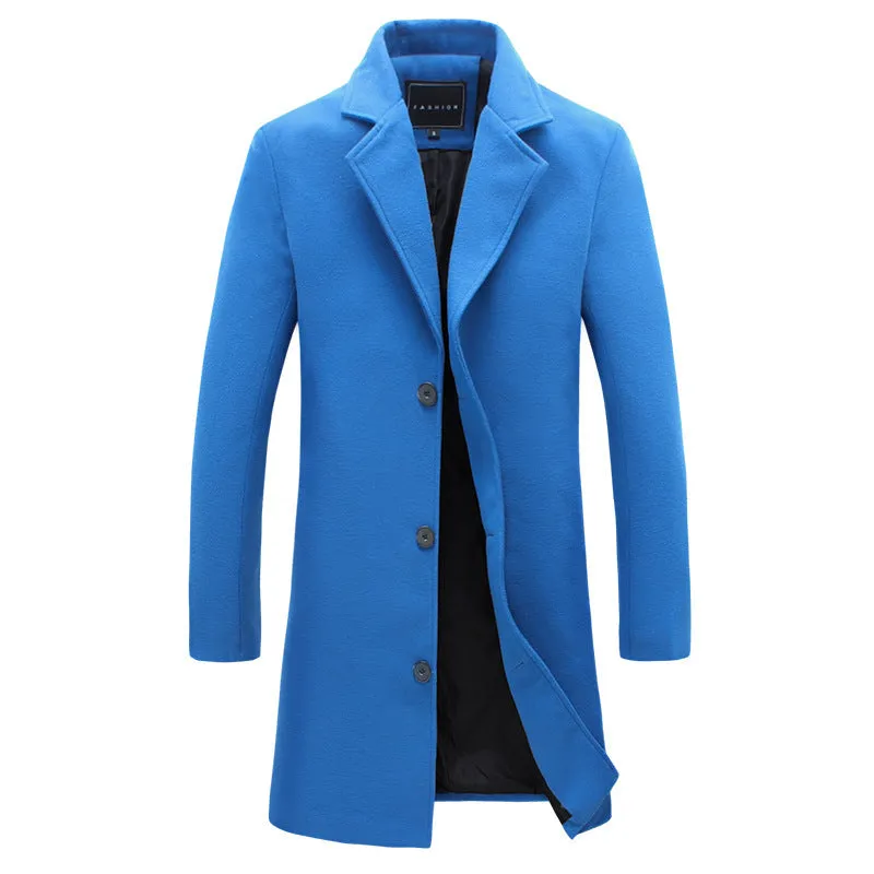 Woolen coat 2024 foreign trade men's new Korean style slim mid-length windbreaker woolen coat