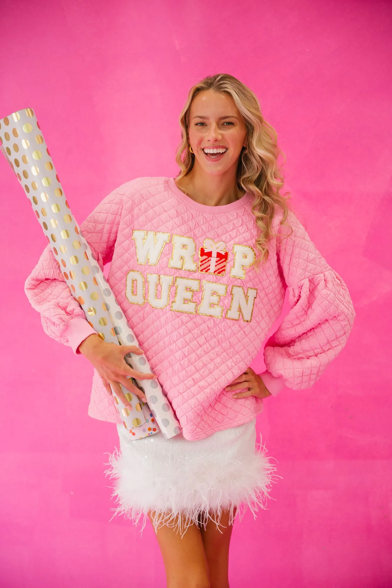 WRAP QUEEN PINK QUILTED PULLOVER